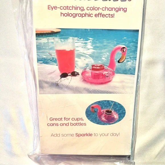 Pink Flamingo with Glitter Drink Holder Float - New - Picture 2 of 2